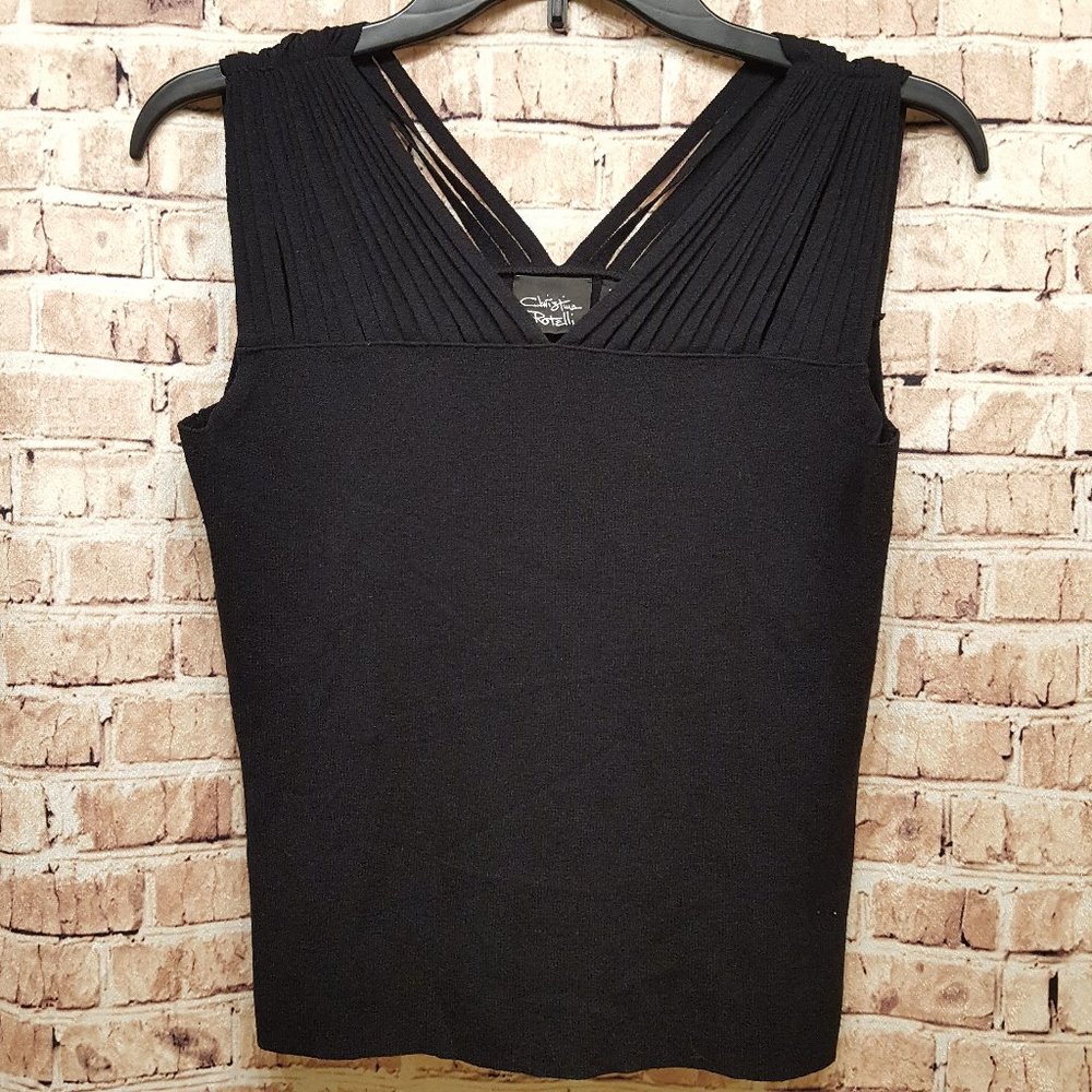 🧨🧨Christina Rotelli Sweater Tank Top BLACK Size Medium NWOT